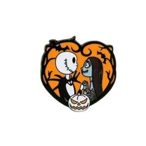 Nightmare Before Christmas Jack And Sally Heart Enamel Metal Pin Disney Love New